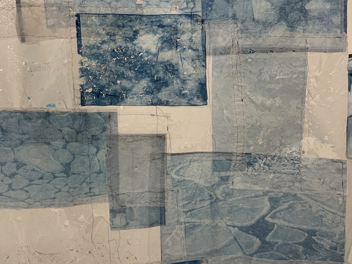 close up of stitched panels