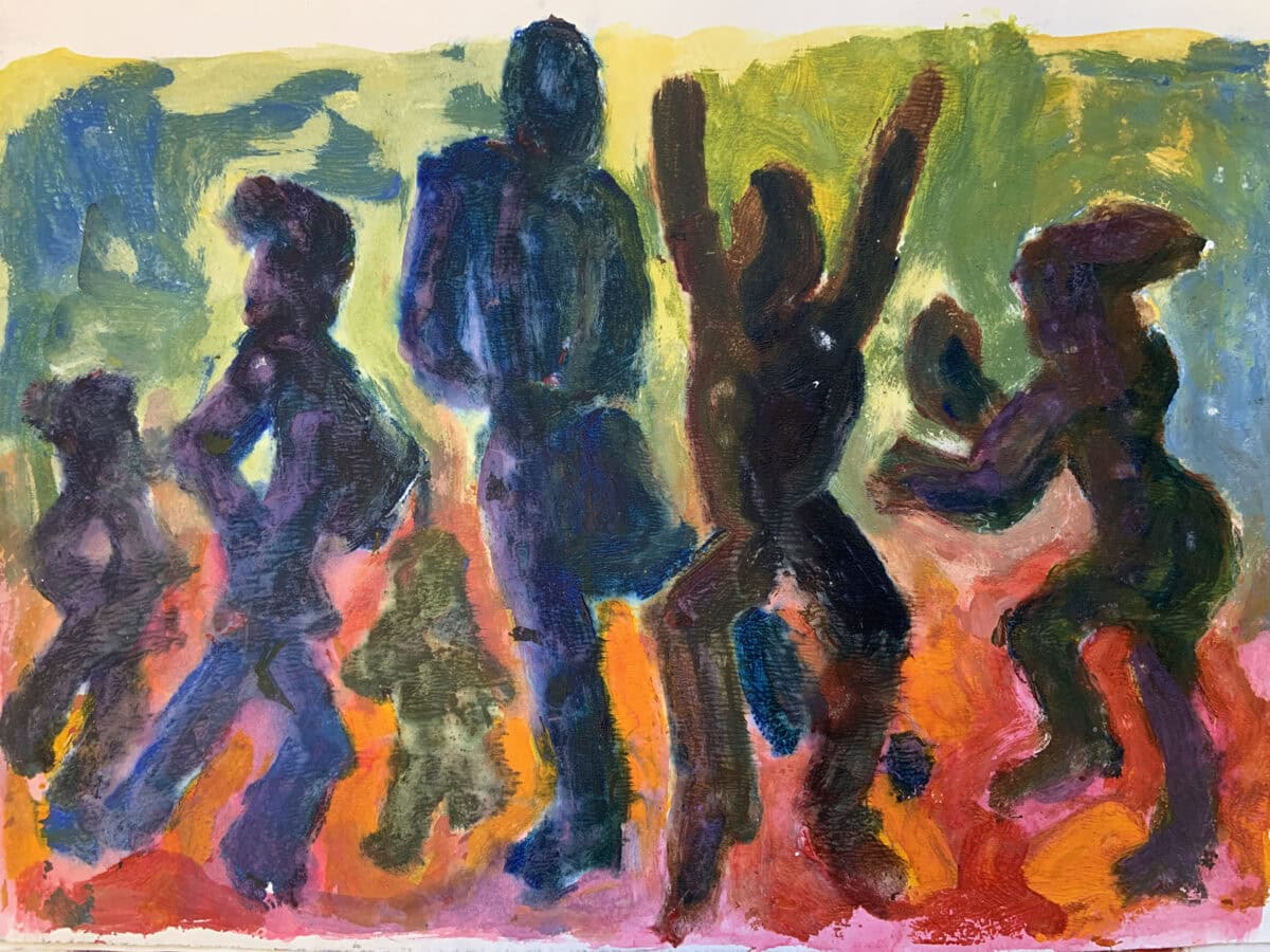 drawing of beach dancers